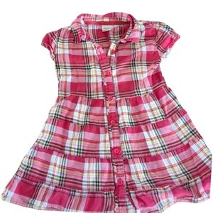 🍁2/$7🍁MOSSIMO Pink White Yellow  Plaid Button Down Tunic Dress